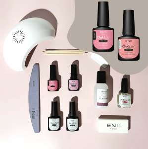 ENII Gel Lak Sada Mini pro začátečníky - Růžová (s lampou 24W)