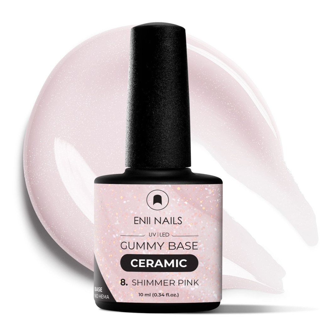 Gummy Base Ceramic 8 Shimmer Pink - gumová báze na nehty 10 ml